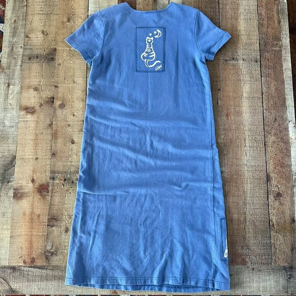 Cute Blue Cat Dress With Graphic Print By Citiknits - Size M - Picture 12 of 14